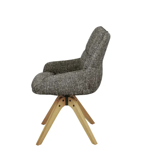 Armlehnstuhl MATTEA - drehbar, Stoff, Braun