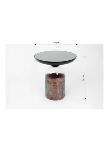 Beistelltisch - Ø/H ca. 50x54 cm, Schwarz, Patina Base