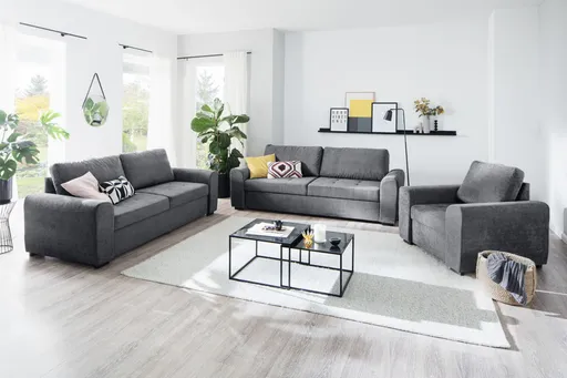 Sofa - 2-Sitzer, Stoff, Dunkelgrau