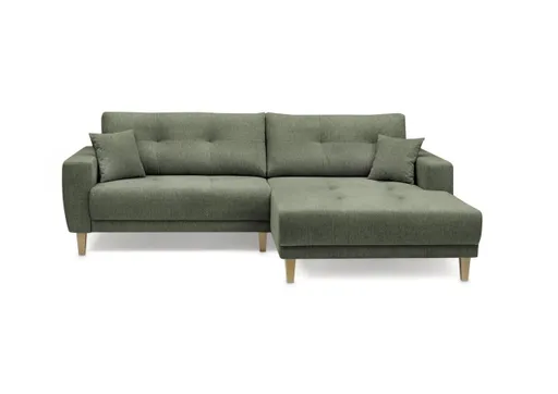 Ecksofa - 3-Sitzer, Ecke rechts inkl. elektrische Sitztiefenverstellung, Stoff, Schlammgrün