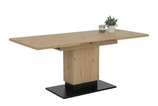 Esstisch - ausziehbar, LB ca. 120x80 cm, Eiche Dekor, Schwarz