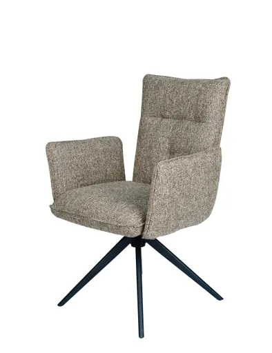 Armlehnstuhl MARCIA - drehbar, Stoff, Braun