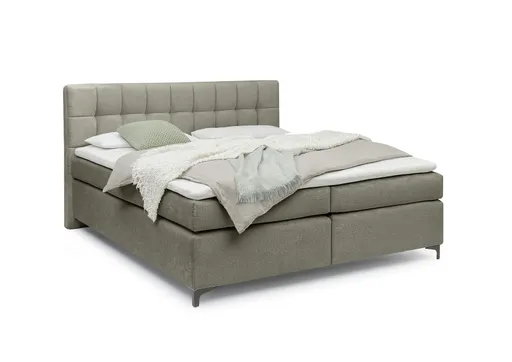 Boxspringbett HINDA- Liegefläche ca. 180x200 cm, Stoff, Dunkelgrau