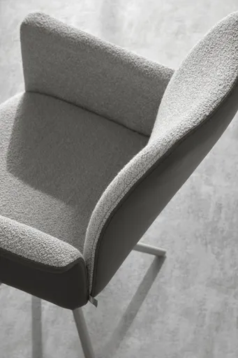 Armlehnstuhl Sedana - drehbar, Leder & Stoff, Grau