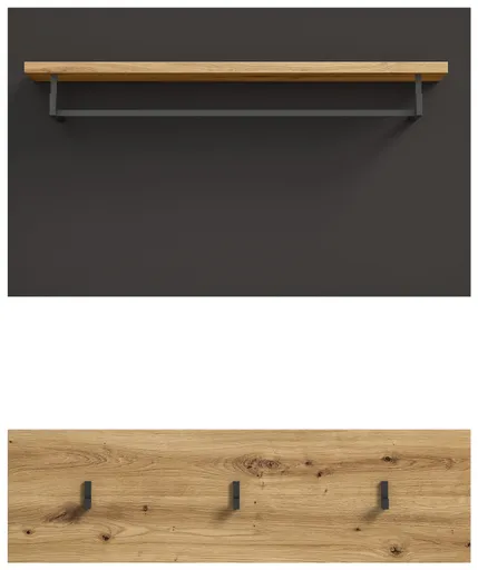 Garderobenpaneele - B ca. 80 cm, Basalt grau, Artisan Eiche Nachbildung