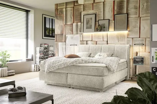 Boxspringbett JILLIAN MIX- Liegefläche ca. 180x200 cm, Stoff, Beige