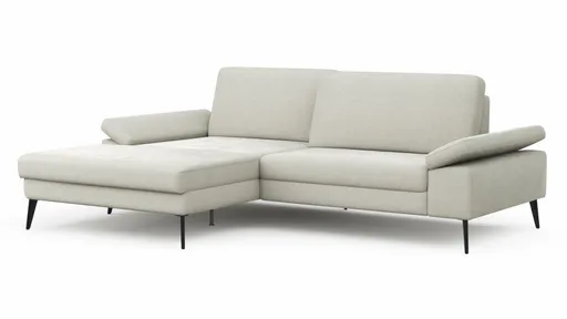 Ecksofa Houston - Longchair groß links mit 1,75-Sitzer, inkl. Sitztiefenverstellung und Armlehne klappbar, Stoff, Natur