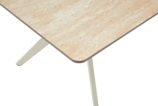 Esstisch - LB ca. 180x90 cm, Marmoroptik weiß, Perlweiß