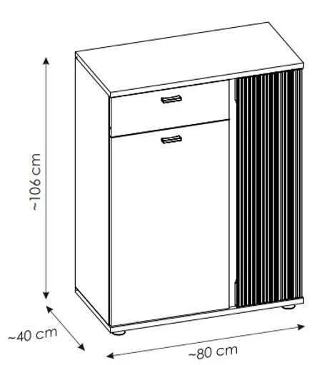 Schuhschrank - B ca. 80 cm, Kaschmir, Cremona Eiche Nachbildung