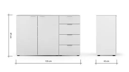 Kommode Colorado Beimöbel - BHT ca. 135x87x43 cm, Offwhite