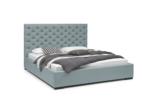 Bettgestell SANDRIN E- Liegefläche ca. 180x200 cm, Stoff, Graublau, inkl. Lattenrost und Stauraum