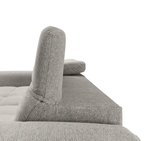 Ecksofa - Longchair links mit 2-Sitzer, Kopfteil verstellbar, Sitztiefe verstellbar motorisch, Stoff, Taupe