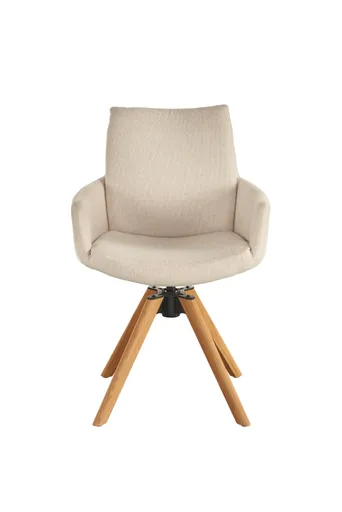 Polsterstuhl - mit Armlehne, drehbar, Stoff, Natur