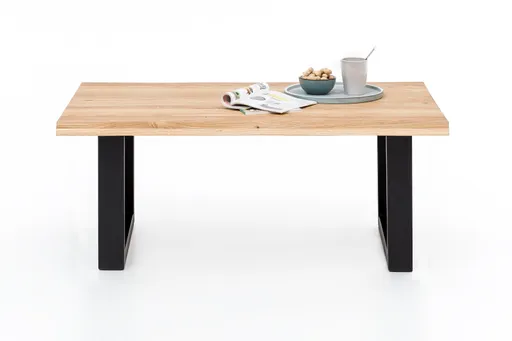 Couchtisch - LB ca. 110x70 cm, Eiche massiv geölt, Schwarz