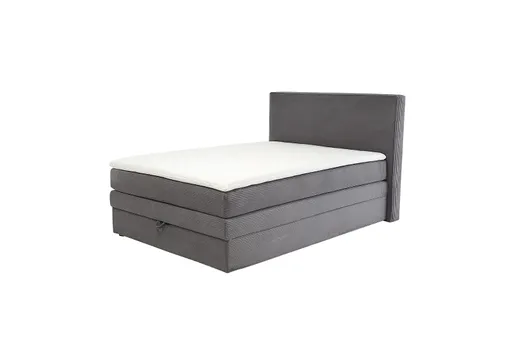 Boxspringbett JANETT- Liegefläche ca. 140x200 cm, Stoff, Grau
