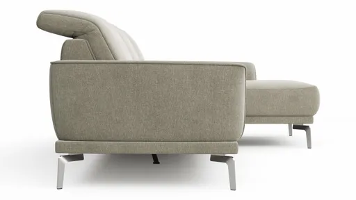 Ecksofa Amadena - 2-Sitzer mit Longchair rechts inkl. Relaxfunktion motorisch, Stoff, Limone