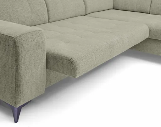 Ecksofa -2-Sitzer mit Ecke rechts, Kopfteil verstellbar, Sitztiefe verstellbar motorisch, Stoff, Perlmutt