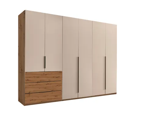 Drehtürenschrank- B ca. 300 cm, Eiche Dekor, Kaschmir