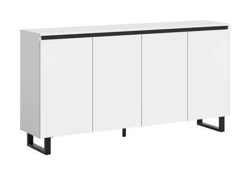 Sideboard - B ca. 160 cm, Weiß, Schwarz