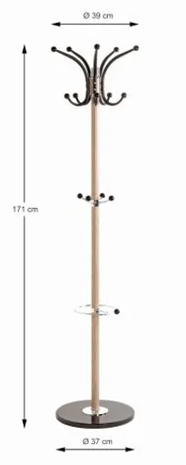 Garderobenständer - D/H ca. 40x175 cm, Eiche Nachbildung, Schwarz