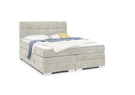 Boxspringbett SANDRIN I- Liegefläche ca. 180x200 cm, Stoff, Creme, inkl. Stauraum