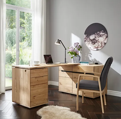 Sideboard Amora - schwenkbar, Wildeiche massiv bianco
