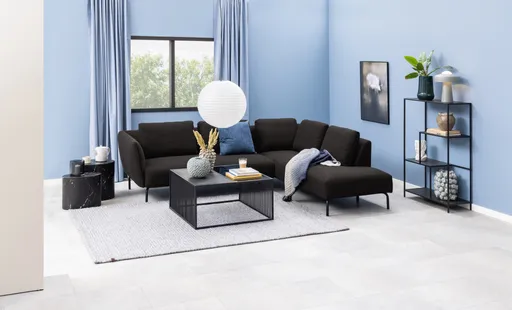 Couchtisch - LB ca. 80x80 cm, Marmoroptik, Schwarz