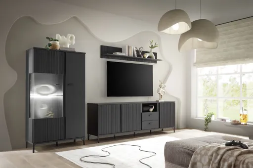 TV-Board - B ca. 200 cm, Schwarz