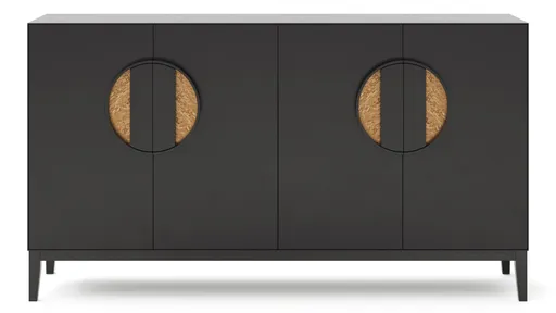 Sideboard Jyn - BHT ca. 197x109x46 cm, Lack, Schwarz