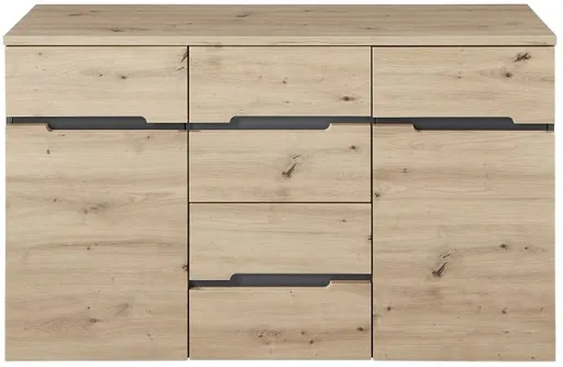 Kommode - B ca. 135 cm, Artisan Eiche Nachbildung, Graphit