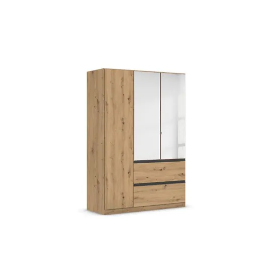 Drehtürenschrank RASA- B ca. 136 cm, Eiche Dekor, Spiegel