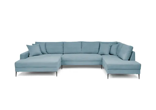 Wohnlandschaft - Longchair links, 2-Sitzer, Ecke rechts, Stoff, Petrol