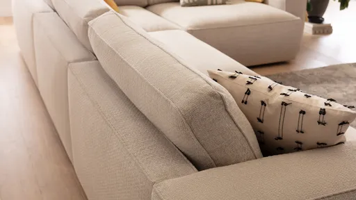 Ecksofa Lilaia - 3-Sitzer XL links, Ecke mit 1,5-Sitzer XL Tief, Stoff, Kaschmir