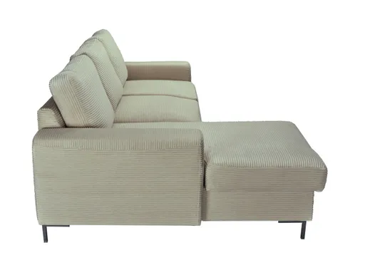 Ecksofa - Ecke links, 2-Sitzer inkl. Schlaffunktion und Bettkasten, Stoff, Creme