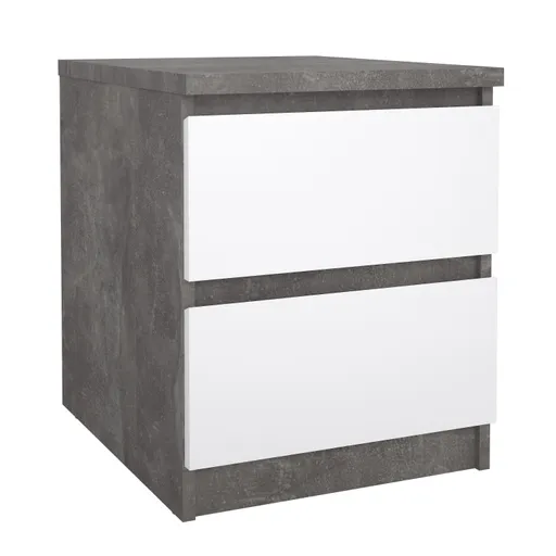 Nachtkonsole- B ca. 40 cm, Betonoptik, Weiß, Hochglanz