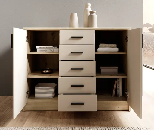 Kommode - B ca. 109 cm, Artisan Eiche Nachbildung, Kaschmir