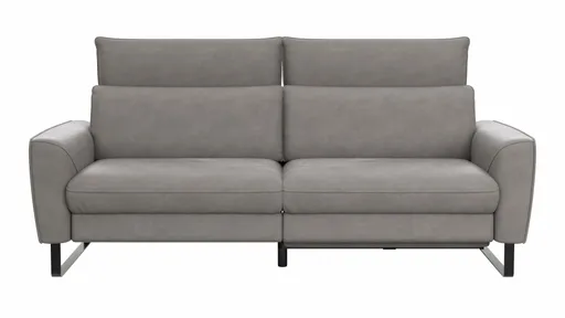 Sofa Avela - 3-Sitzer inkl. Relaxfunktion motorisch und Kopfteil verstellbar, Leder, Steingrau