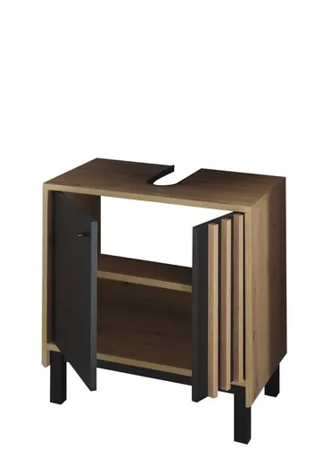 Waschbeckenunterschrank- B ca. 60 cm, Eiche Dekor, Schwarz