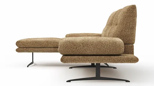 Ecksofa Lucero 2.0 - Longchair mit 2-Sitzer rechts inkl. Sitztiefenverstellung, Drehsitz und Sitztiefe verstellbar, Stoff, Cognac