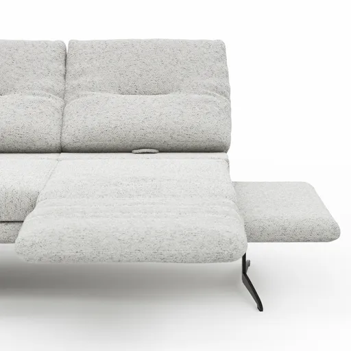Ecksofa Lucero 2.0 - Longchair mit 2-Sitzer rechts inkl. Sitztiefenverstellung, Drehsitz und Sitztiefe verstellbar, Stoff, Offwhite