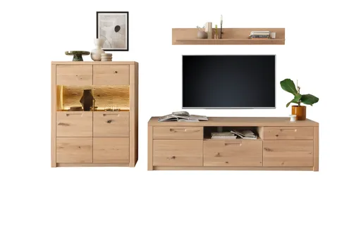 Wandboard - B ca. 150 cm, Eiche Nachbildung, Eiche massiv geölt