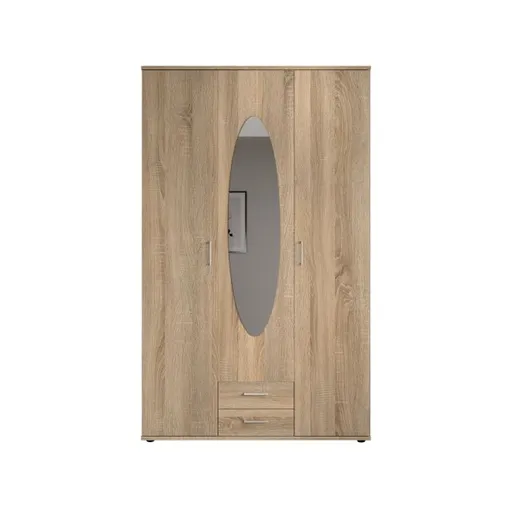 Drehtürenschrank- B ca. 120 cm, Eiche Dekor, Spiegel