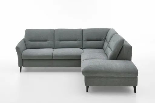 Ecksofa - 2,5-Sitzer mit Ecke rechts, Chenilleflachgewebe, Eisengrau