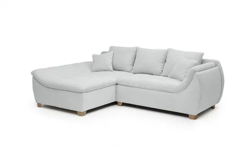 Ecksofa JAMILA - 2-Sitzer, Ecke rechts, Stoff, Silberfarben