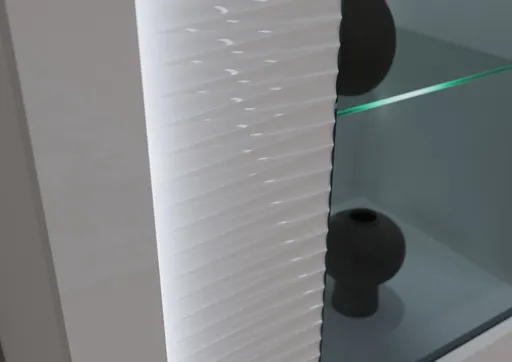 Wohnwand - mit Beleuchtung, Weiß, Weiß Hochglanz