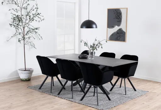 Esstisch ABBIGAIL - LB ca. 200x100 cm, Schwarz