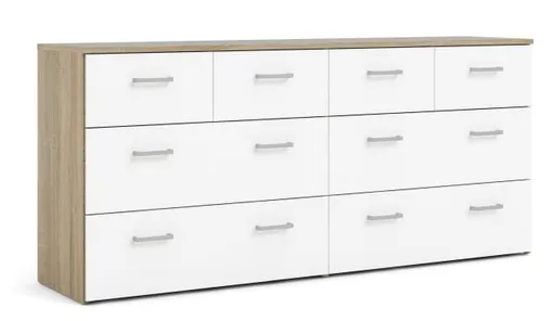 Kommode - B ca. 147 cm, Eiche Struktur Nachbildung, Weiß