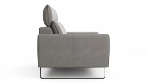 Sofa Avela - 2-Sitzer inkl. Kopfteil verstellbar, Leder, Steingrau