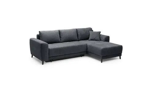 Ecksofa JONI - 2-Sitzer, Ecke rechts inkl. Schlaffunktion mit Bettkasten, Stoff, Anthrazit