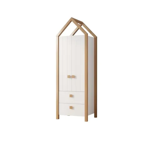 Kleiderschrank - B ca. 76 cm, Kiefer Weiß, Birke